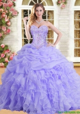 Latest Applique and Ruffled Quinceanera Dress in Lilac for Spring