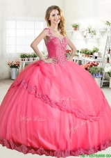 Lovely Straps Big Puffy Quinceanera Dress with Beading and Appliques