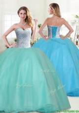 Perfect Big Puffy Apple Green Quinceanera Dress with Beading