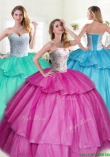Puffy Big Puffy Quinceanera Dress with Beading and Ruffled Layers
