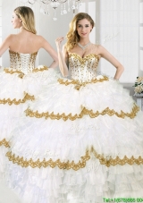 Gorgeous Beaded and Ruffled Layers Sweet 16 Dress in White