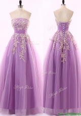 Lovely A Line Appliques Tulle Evening Dress in Lavender