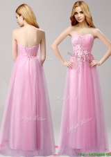 Perfect Beaded and Applique Tulle Evening Dress in Rose Pink