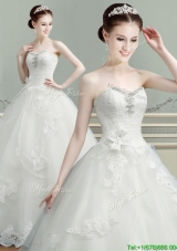 2016 Discount Tulle Beaded Top Wedding Dress with Appliques