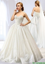 Latest A Line Applique and Beaded Wedding Dress in Taffeta