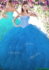2017 Fashionable Tulle Sweet 16 Dress with Beading and Ruffles
