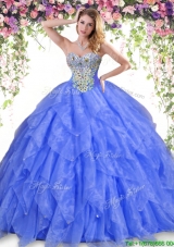 Luxurious Big Puffy Organza Quinceanera Dress with Beading and Ruffles