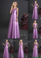 2017 Discount Elastic Woven Satin Lilac Dama Dress in Floor Length