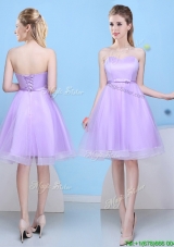 2017 Low Price Sweetheart Lavender Short Dama Dress with Bowknot