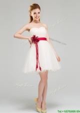 Wonderful Hand Made Flower Short Prom Dress in White for 2017