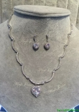 Romantic Silver Jewelry Set with Rhinestone and Beading