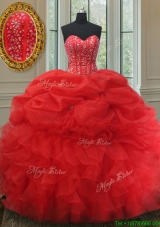 Elegant Visible Boning Bubble Quinceanera Dress with Beading and Ruffles