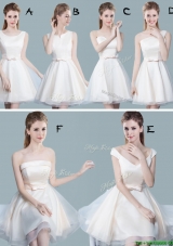 2017 Classical Bowknot Tulle Short Dama Dress in Off White