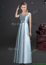 Latest Off the Shoulder Light Blue Dama Dress with Bowknot