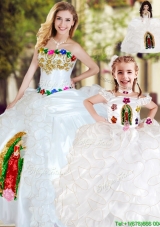 Modest White Princesita Quinceanera Dresses with Ruffles and Appliques