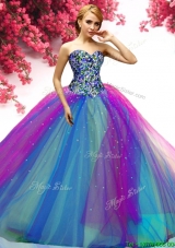 Most Popular Rainbow Big Puffy Quinceanera Dress with Beading