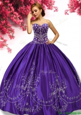 Gorgeous Beaded and Embroideried Taffeta Sweet 16 Dress in Purple