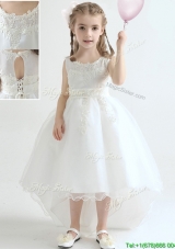 Latest A Line Scoop High Low Flower Girl Dress in Organza