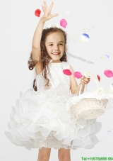 New Arrivals Organza Short Flower Girl Dress with Lace and Ruffles