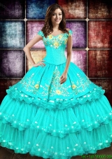 Classical Big Puffy Organza Quinceanera Dress with Embroidery and Ruffled Layers