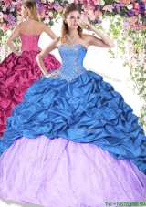 Popular Taffeta Brush Train Quinceanera Dress with Beading and Pick Ups