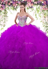 Modern Eggplant Purple Quinceanera Dress with Ruffles and Beading