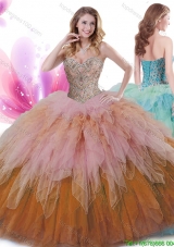 Luxurious Beaded and Ruffled Tulle Quinceanera Gown in Gradient Color