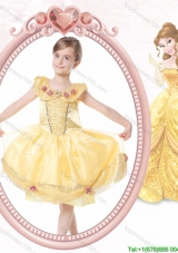 Elegant Ball Gown Scoop Button Halloween Little Girl Pageant Dress with Beading and Handcraft