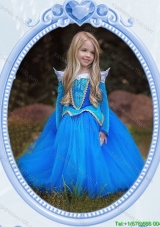 Halloween Lovely Baby Blue Little Girl Pageant Dress with Embroidery and Beading