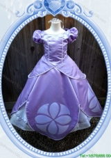 Halloween Puffy Scoop Lavender Long Little Girl Pageant Dress with Beading