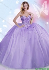 Lovely Beaded Bodice Tulle Sweet 16 Dress in Lavender