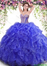 Discount Big Puffy Organza Quinceanera Dress with Beading and Ruffles