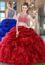 Lovely Puffy Beaded Bodice Ruffled and Bubble Quinceanera Dress in Organza