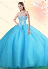 Classical Baby Blue Quinceanera Dress with Beading for Summer