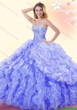 Wonderful Pick Ups and Beaded Quinceanera Dress in Lavender for Summer