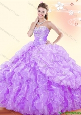 Perfect Big Puffy Lilac Quinceanera Dress with Pick Ups and Beading