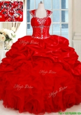 2017 Gorgeous Organza and Taffeta Red Quinceanera Dress with Ruffles and Bubbles