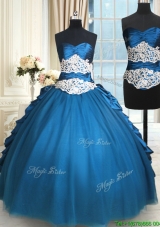 2017 Modern Beaded and Bubble Teal Removable Quinceanera Dress in Tulle and Taffeta