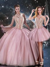 Delicate Lilac Sweetheart Lace Up Beading Quinceanera Gown Sleeveless