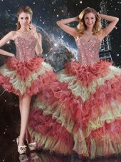 Super Floor Length Multi-color Vestidos de Quinceanera Sweetheart Sleeveless Lace Up