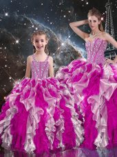 Glittering Multi-color Sleeveless Beading and Ruffles Floor Length Ball Gown Prom Dress