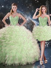 Wonderful Sleeveless Beading and Ruffles Lace Up 15 Quinceanera Dress