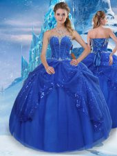 Sleeveless Beading and Pick Ups Lace Up Sweet 16 Dress