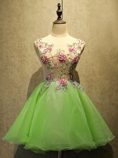 Beauteous Sleeveless Organza Mini Length Lace Up Homecoming Dress in with Embroidery
