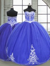 Chic Sweetheart Sleeveless Tulle Sweet 16 Dresses Appliques Lace Up