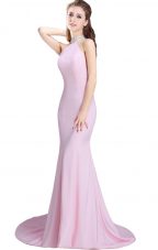 Sleeveless Brush Train Beading Side Zipper Prom Dresses