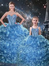 Affordable Organza Sleeveless Floor Length Sweet 16 Dress and Beading and Ruffles