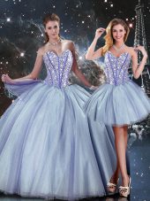 Sleeveless Beading Lace Up Quinceanera Gown