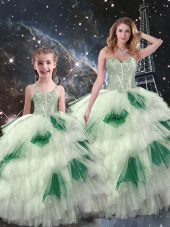 Pretty Multi-color Sweetheart Neckline Beading and Ruffled Layers Sweet 16 Quinceanera Dress Sleeveless Lace Up