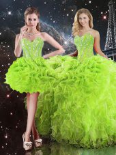 Excellent Sweetheart Sleeveless Lace Up 15 Quinceanera Dress Organza